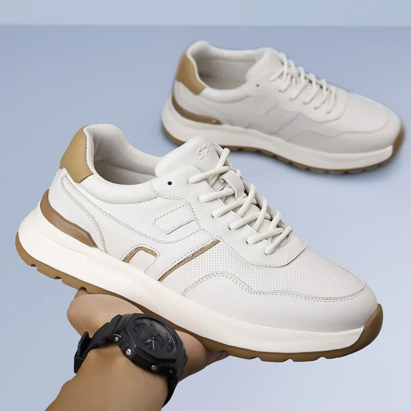 

Spring New Shoes for Men Genuine Leather Casual Sport Shoes Street Fashion Cow Leather Sneakers