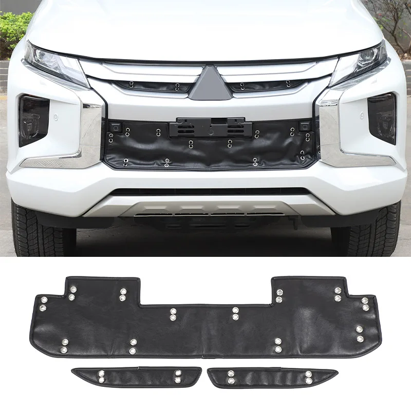 

Для Mitsubishi L200 Triton 2019-2023: кожаная черная накладка на переднюю решетку радиатора (защита от замерзания), аксессуары для экстерьера автомобиля