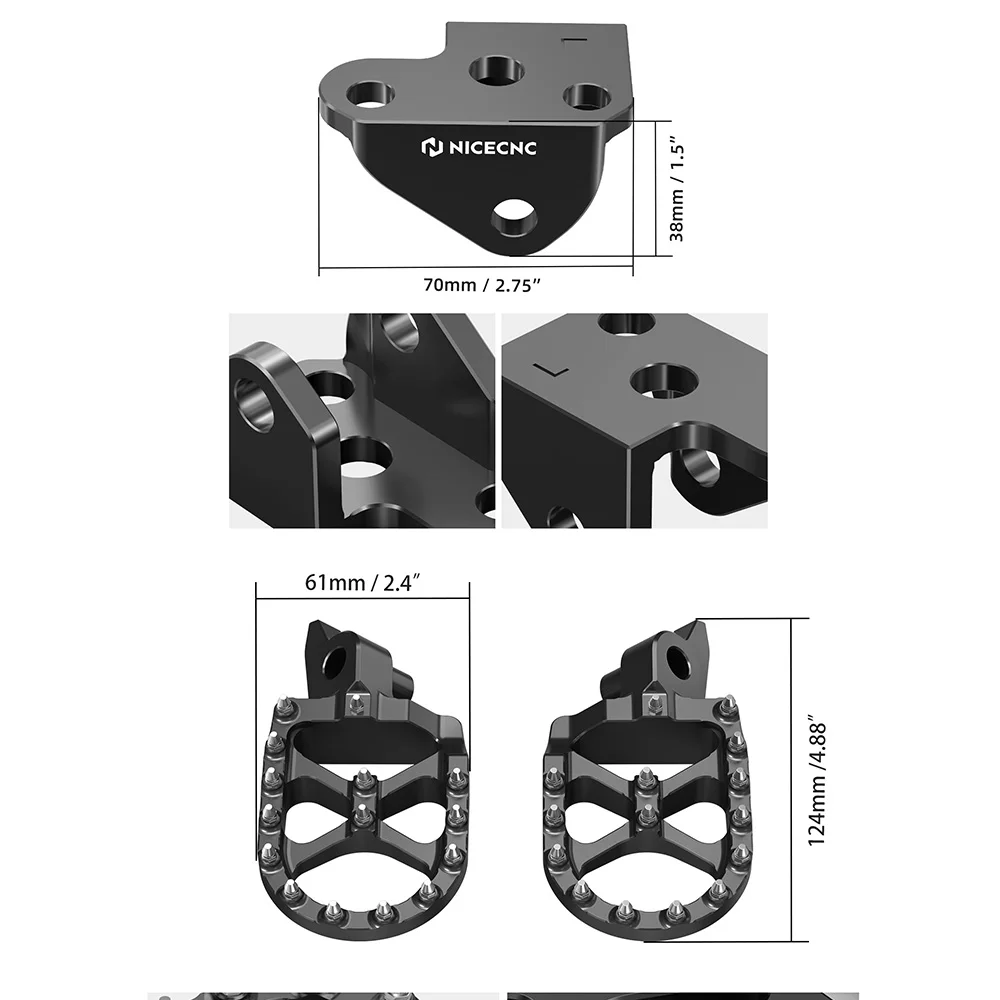NICECNC For Yamaha YZ250F YZ 450F YZ450F 2024 2025 2026 YZ 450 F 2023-2026 Offset Foot Peg Mount Brackets Foot Peg Lowering Kit