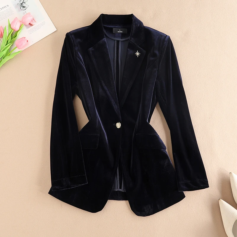 

Faionable Velvet Women's Jaet 2025 Autumn Winter New Sle Ele Profional High-End Feeling Suit Set Top