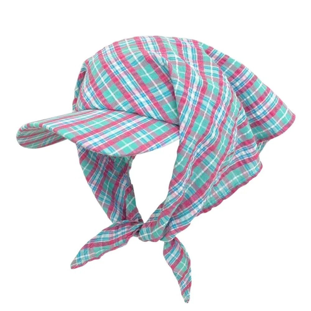 

Cycling Korean Style Headscarf Baseball Hat Dopamine Breathable Scarf Peaked Cap Plaid Cotton Strappy Bandana Cap Travel