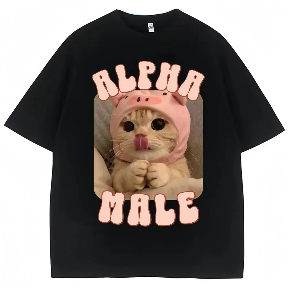 Divertente maglietta grafica Alpha maschio gatto moda donna estetica Kawaii maglietta carina casual manica corta regali