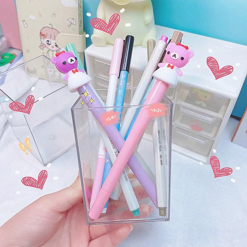 Creative transparent pen holder, simple girlish heart desktop, cute storage pen holder, student ins style stationery