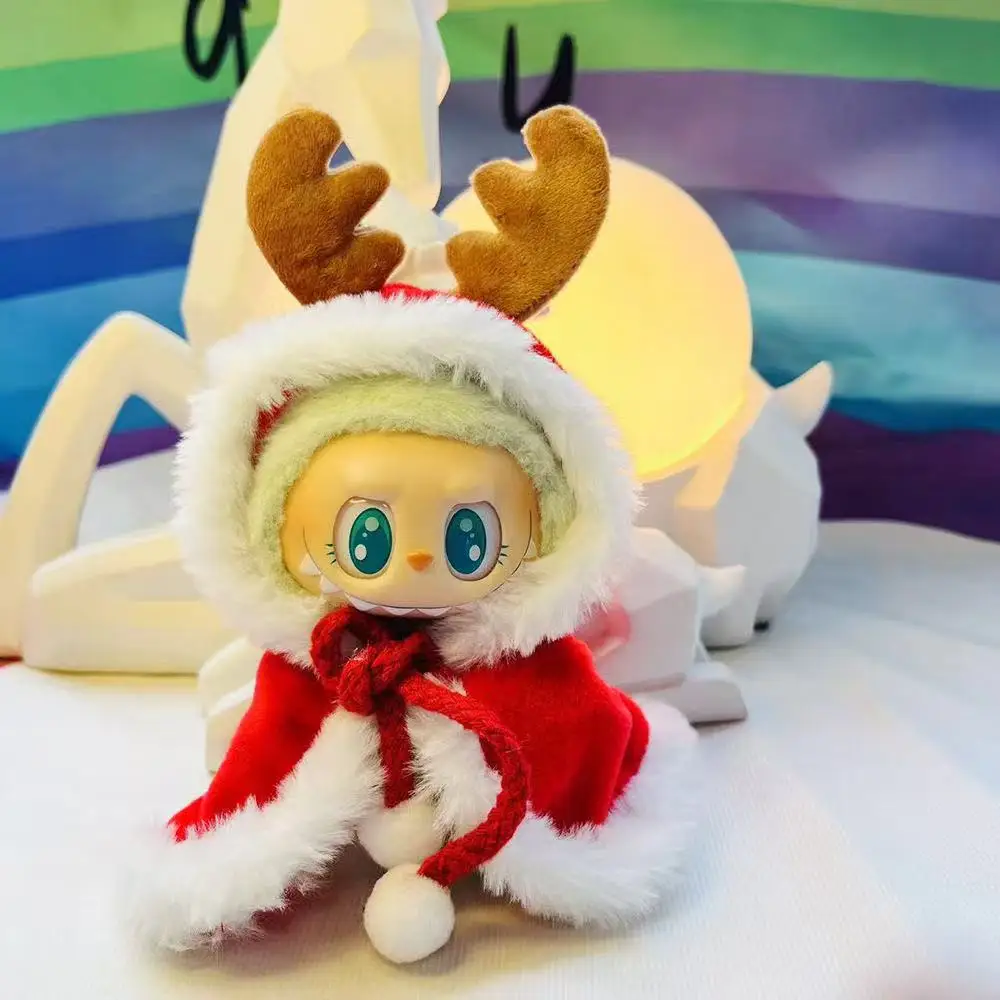 17cm Labubu I II Idol Dolls Clothes Bell Shawl Outfit Christmas Cape Snowman Deer Korea Kpop Exo Clothing Plush Doll'S Clothes