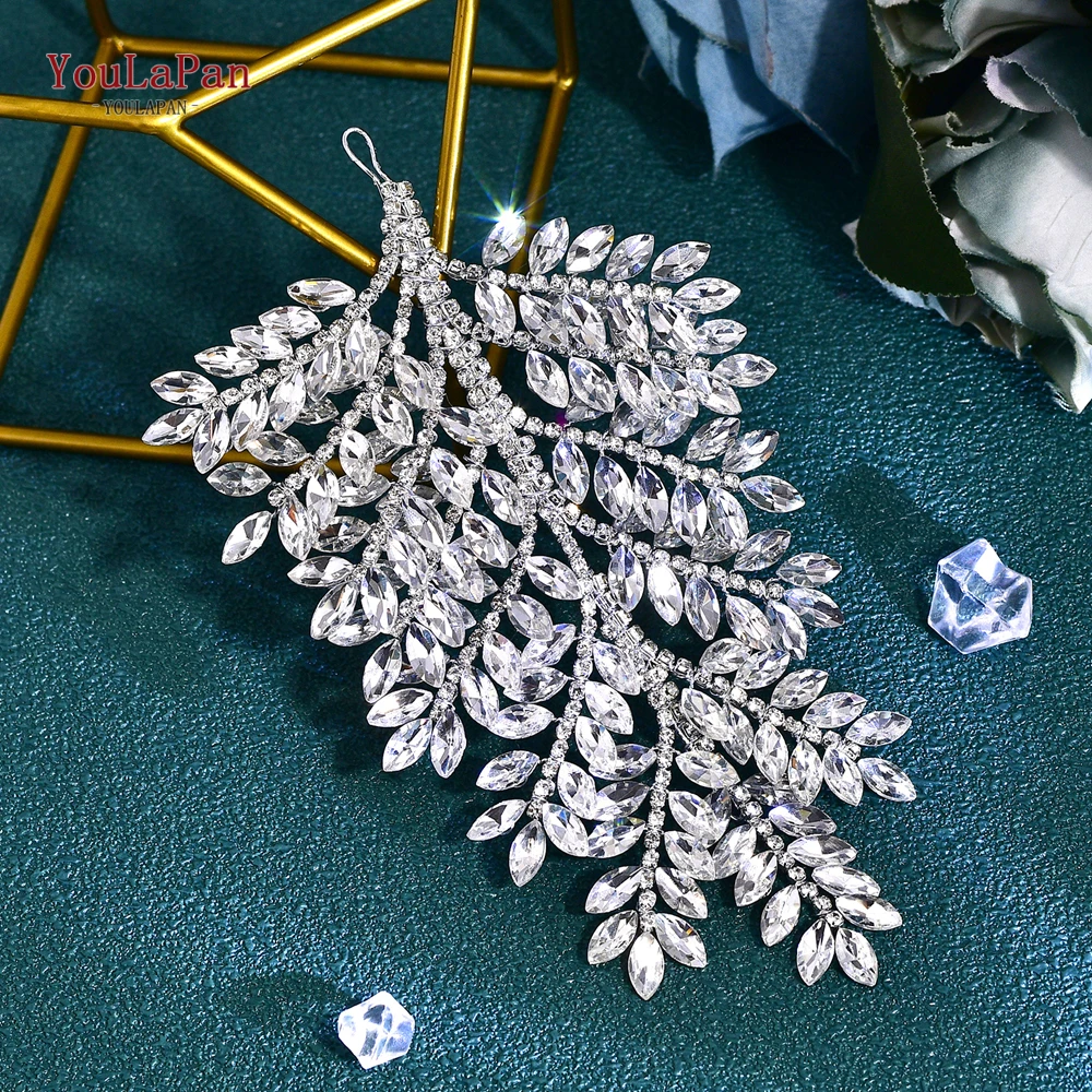 YouLaPan Luxury Full Rhinestone Bridal Headband Bling Leaf Shape Wedding Hair Pieces Handmade Party Women Hair Accessories HP759