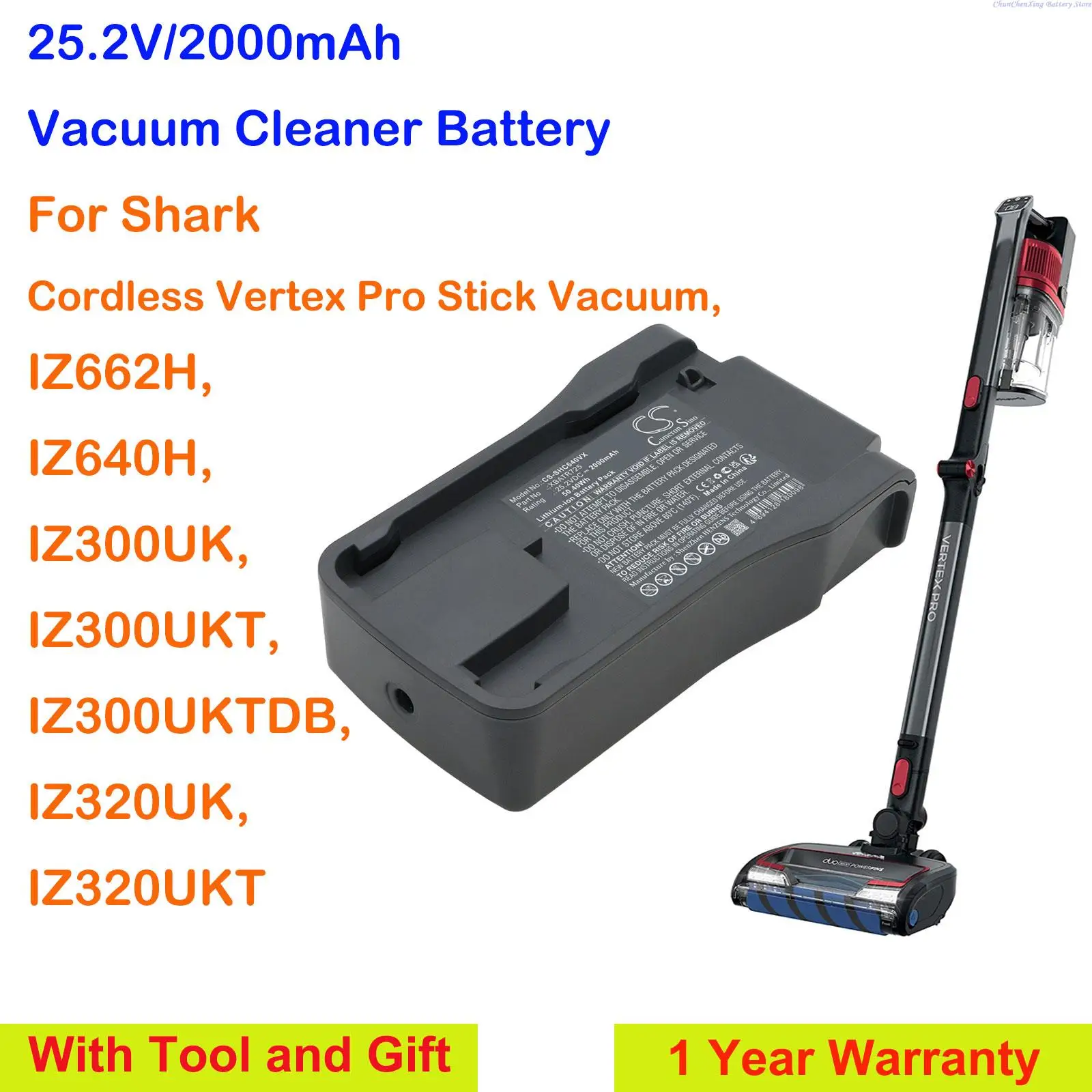 100% NEW 2000mAh Vacuum Cleaner Battery XBATR725 for Shark IZ662H,IZ640H,IZ300UK,IZ300UKT,IZ300UKTDB,IZ320UK,IZ320UKT