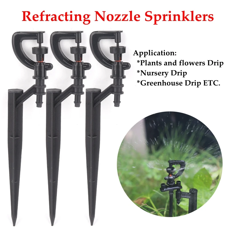 5Pcs Black G-Type Rotary Nozzle Irrigation Sprinkler Nozzle Support Spike Watering Sprinklers Stakes Garden Water Connectors