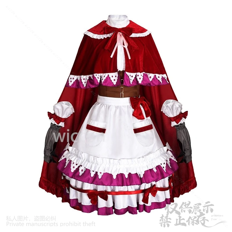 أزياء أنيمي بريبارا التأثيرية ماناكا لالا ذات الرداء الأحمر تنورة مخملية متدرجة حلوة كاواي لوليتا جيراي كي مخصصة