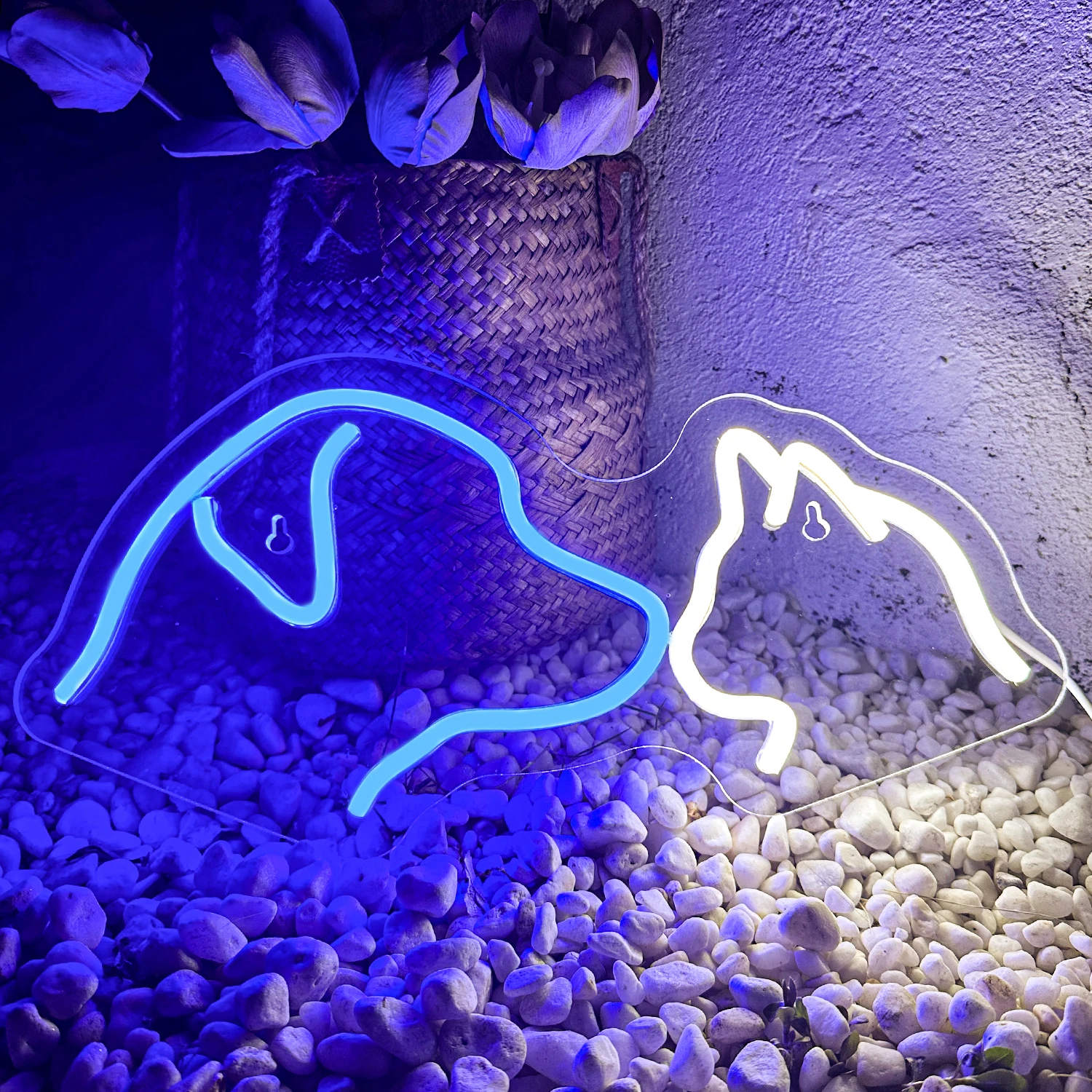 Imagem -04 - Dog Cat Neon Sign Led Rosa Branco Animal Neon Sign Decoração de Parede Anime Light up Sign Crianças Quarto Pet Store Presente de Festa de Aniversário