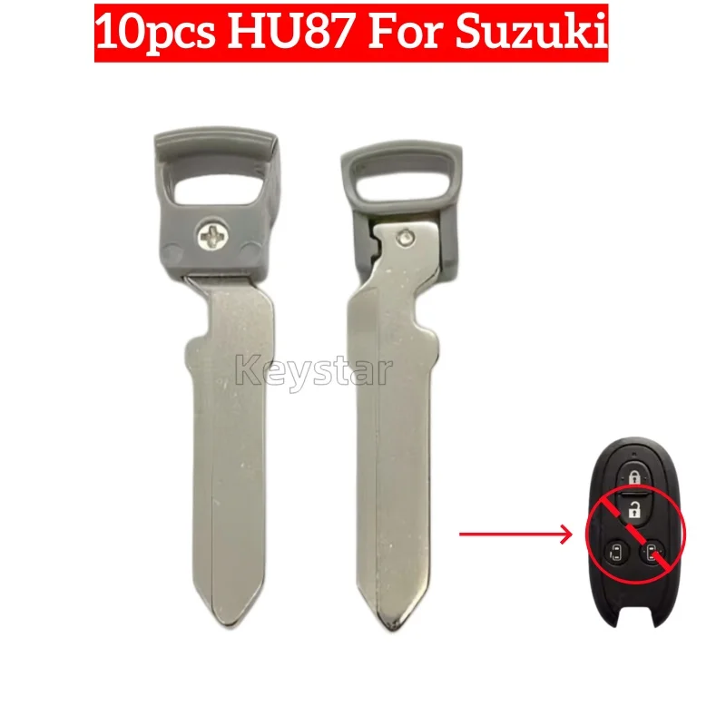 

10pcs HU87 Car Smart Key Blade Emergency Key Blank Keyless Remote Insert Blade for Suzuki Alto Hasla Lapin Wagon Proximity key
