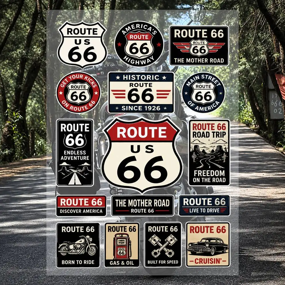 A-Ro-o-ute 66-6 Anime Stickers Set Waterproof Vinyl Decals For Laptop Phone Case Helmet Motorcycle Skateboard Car Luggage