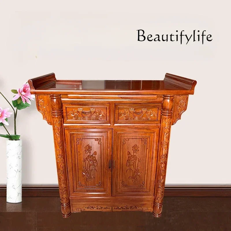 

Altar a Long Narrow Table Buddha Niche Buddha Cabinet Carved Chinese Elm Solid Wood Altar Buddha Shrine Incense Burner Table