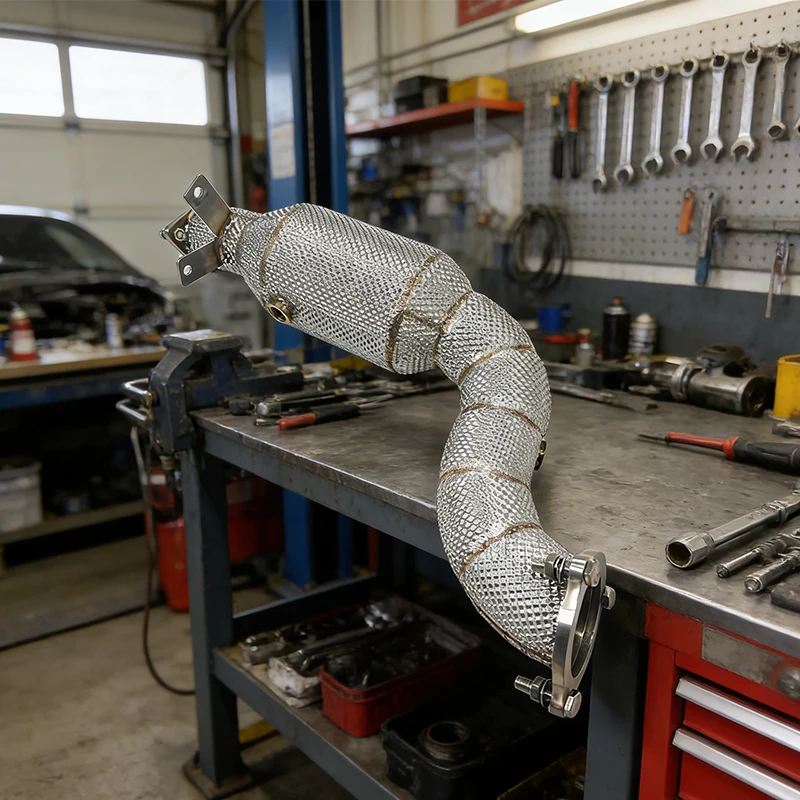 ACE für Mercedes-Benz C180 C200 C250 C260 W204 SUS304 Auspuff High-Flow-Downpipe mit Hitzeschild Hochleistungs-Auspuffrohr – Detail 8