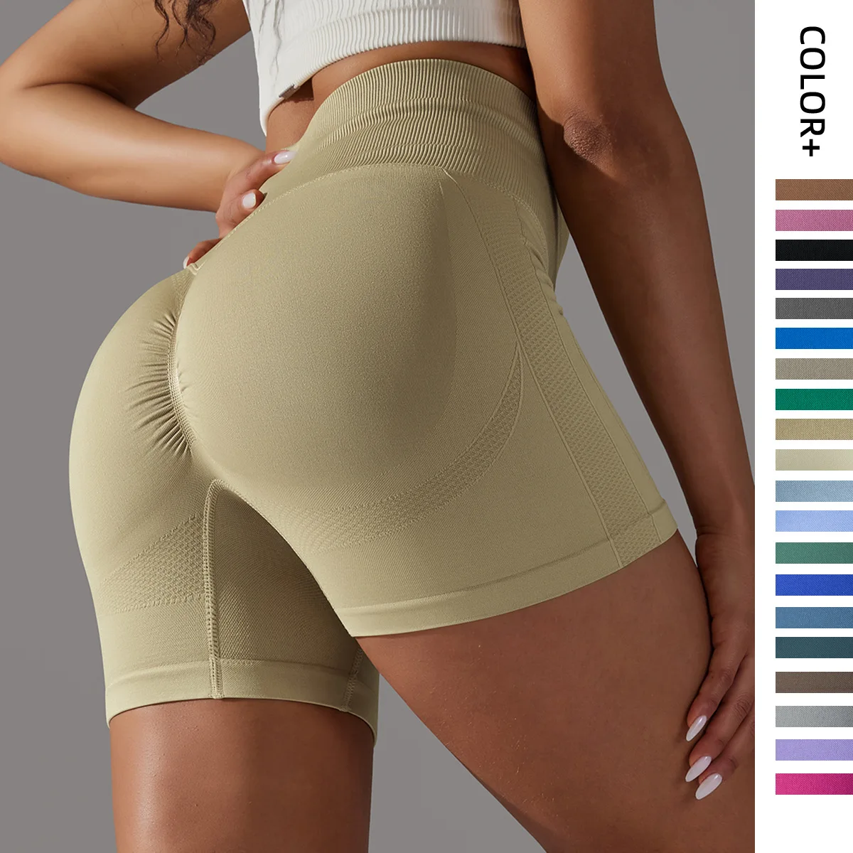 Tricô sem costura yoga shorts mulheres shorts de fitness correndo ciclismo shorts esportes leggings cintura alta treino ginásio calças elásticas