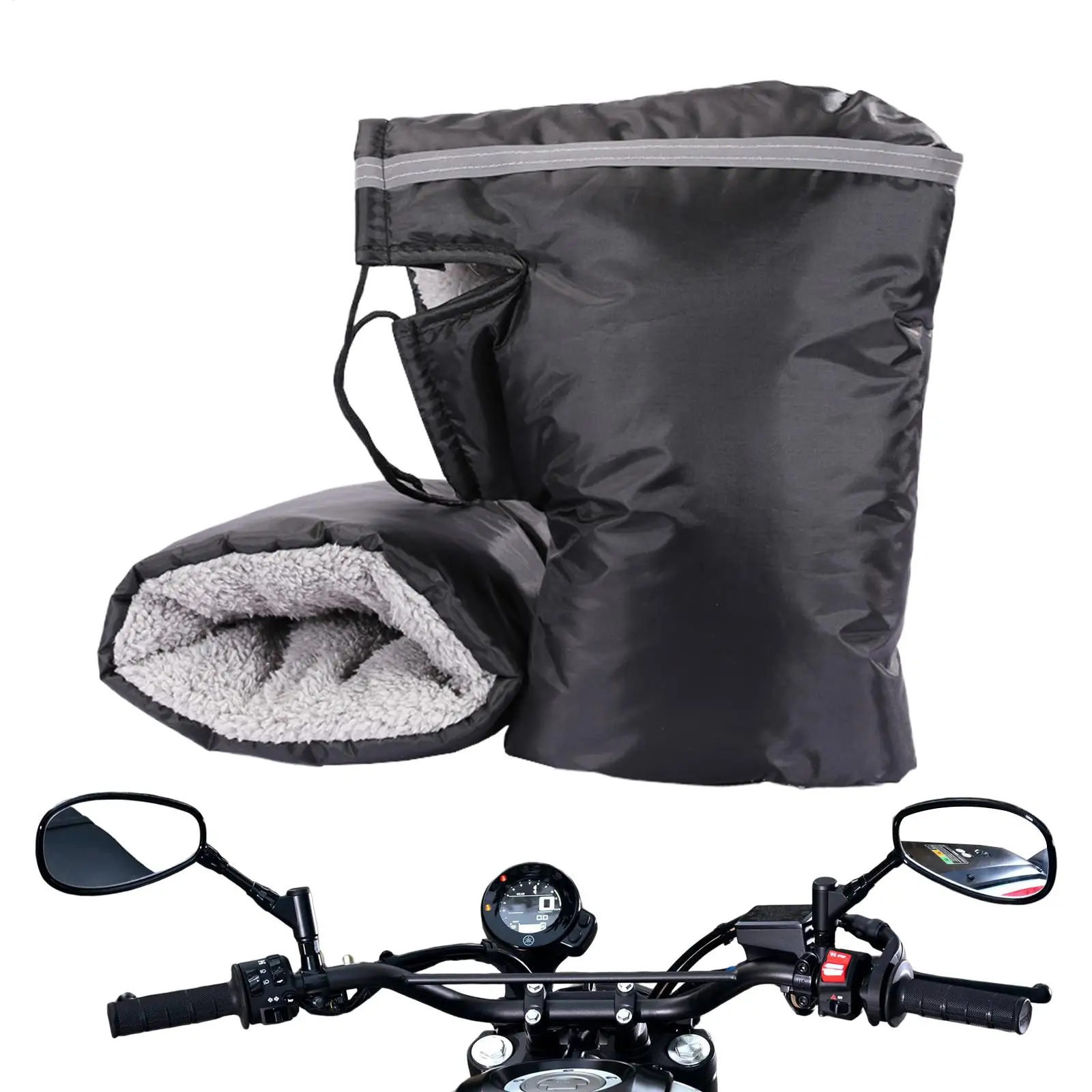 1pair Motorcycle Handlebar Mittens Winter Cycling Gloves Waterproof Handle Bar Mitts Snowmobile E-Bike Motorbike Thermal Gloves view 5