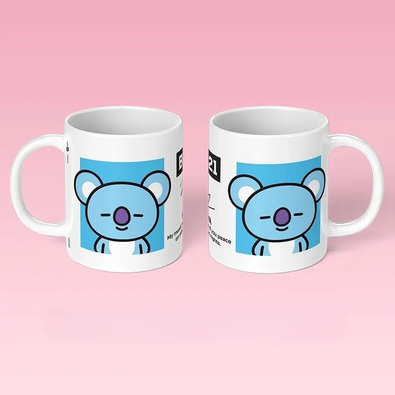BT21 السيراميك كوب ماء الكرتون أنيمي تاتا تشيمي فنجان القهوة طالب كوب ماء سطح المكتب زخرفة هدية عيد ميلاد