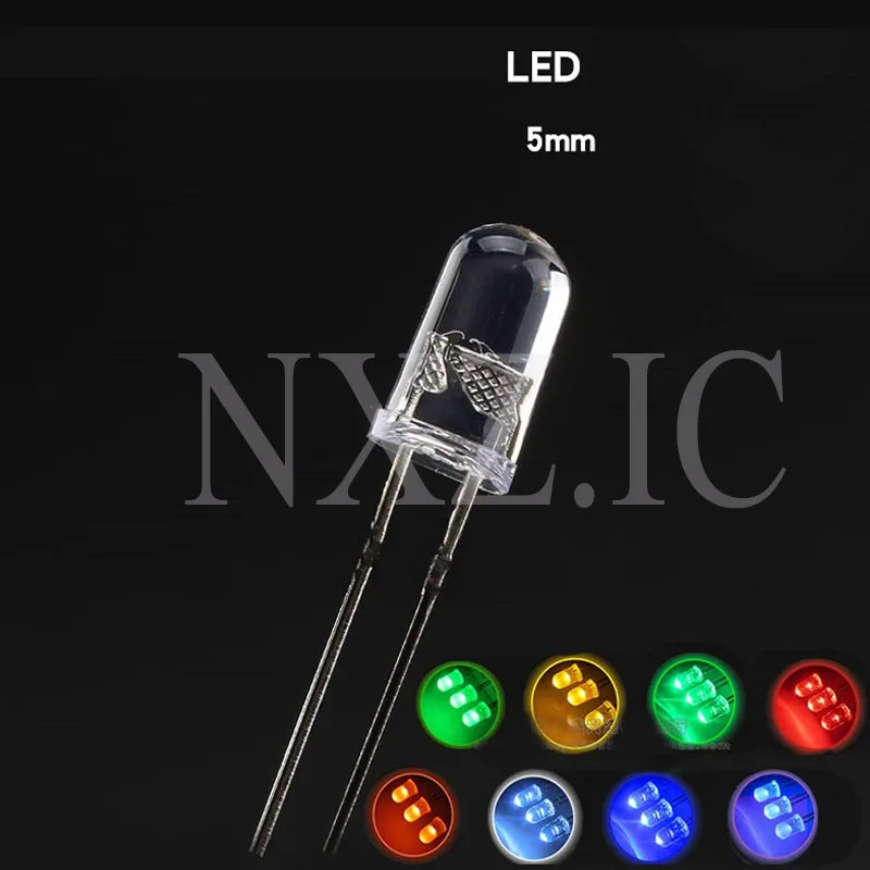 100PCS F5 LED Diode 5MM Assorted Kit White Green Red Blue Yellow Orange Pink Purple Warm White DIY kit Light Emitting Diode bxv