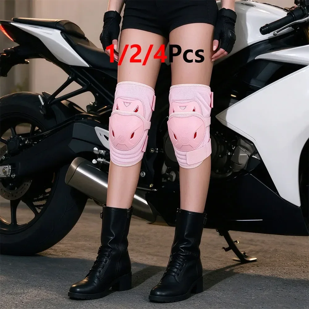 1/2/4Pcs Outdoor Riding Knee Armor,TPU Impact Protection Knee Guards,Adjustable Double Straps Knee Pads for Motorcycle,Dirt Bike