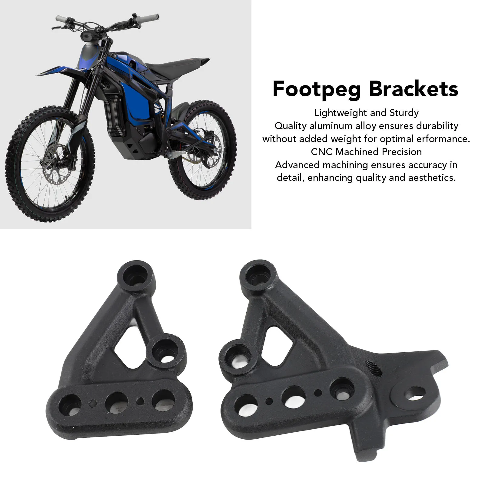 

Footpeg Brackets Easy Installation Aluminium Alloy Left Right Foot Pegs Holder Black for Sting X3 MX3 MX4 Electric Dirt Bike