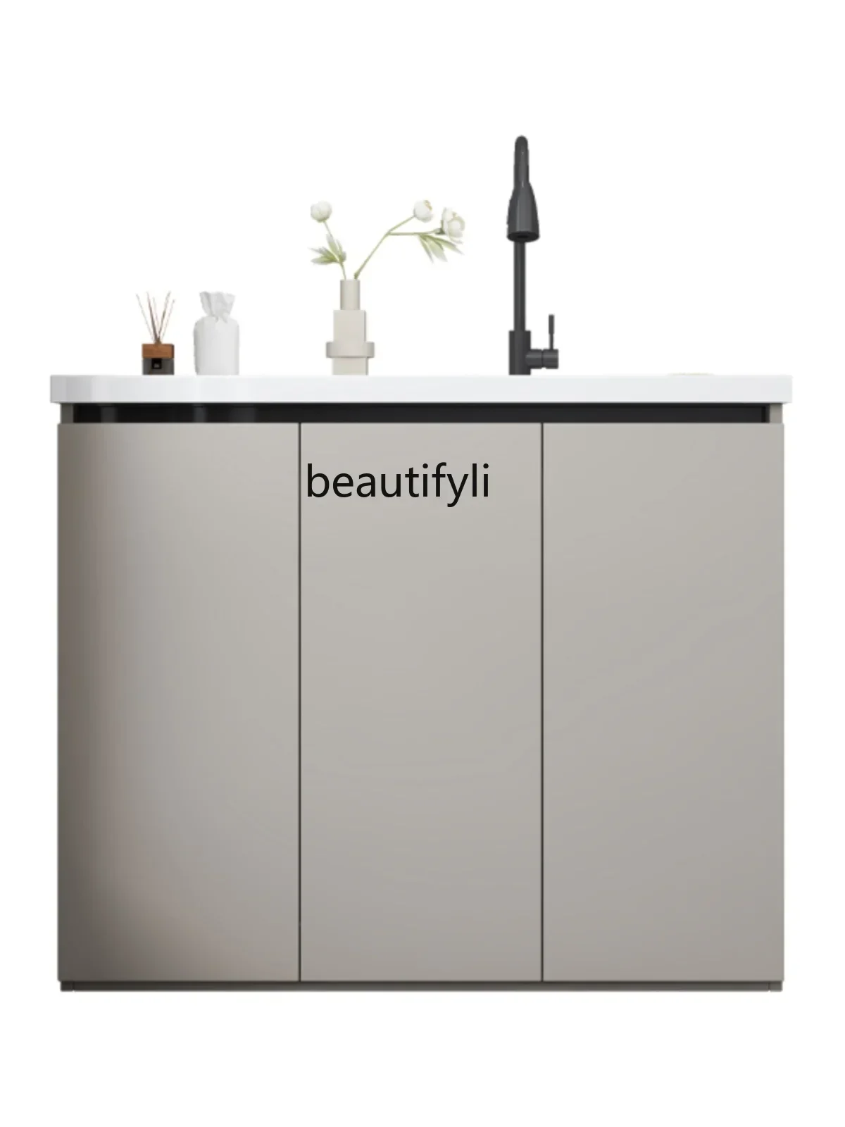 Q181  Balcony Integrated Wash Wardrobe Combination Floor Ceramic Whole Washbin with Washboard Laundry Table Honeycomb