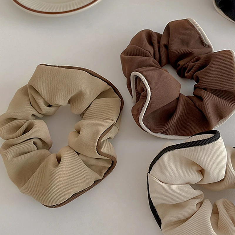 Coletero elegante para el cabello, coletero blanco y negro, Color café con leche, Anillo para el cabello, accesorios para el cabello DIY