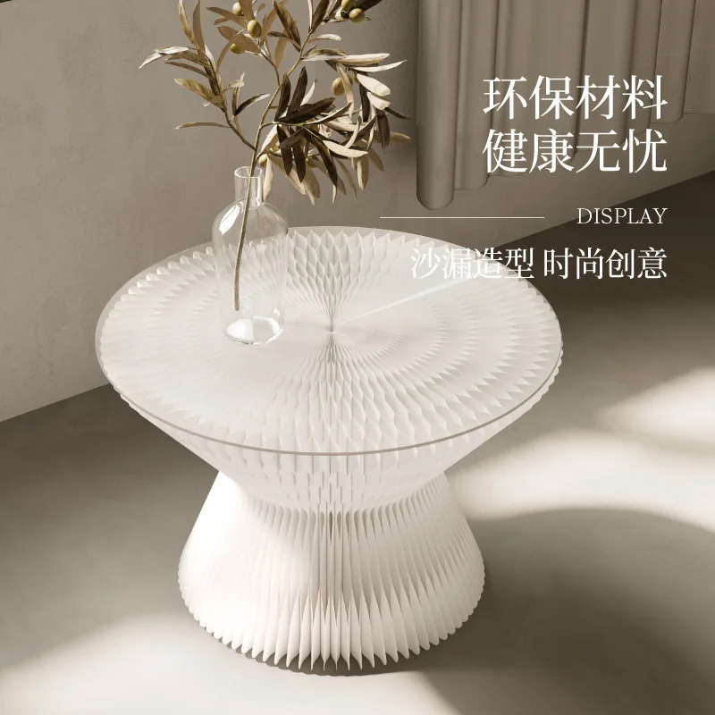 

Small coffee table creative fashion glass edge table folding bay window table living room light luxury sales office negotiation