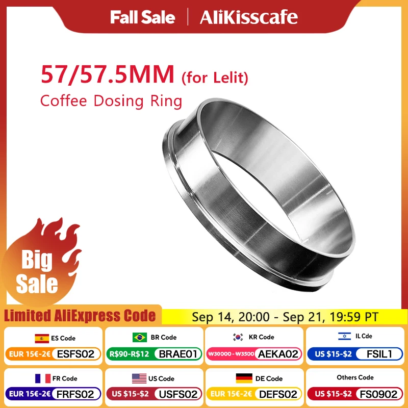 

57MM 57.5MM Coffee Dosing Ring 304 Stainless Steel For Lelit Funnel Portafilter Coffee Accessories Espresso Barista Tools