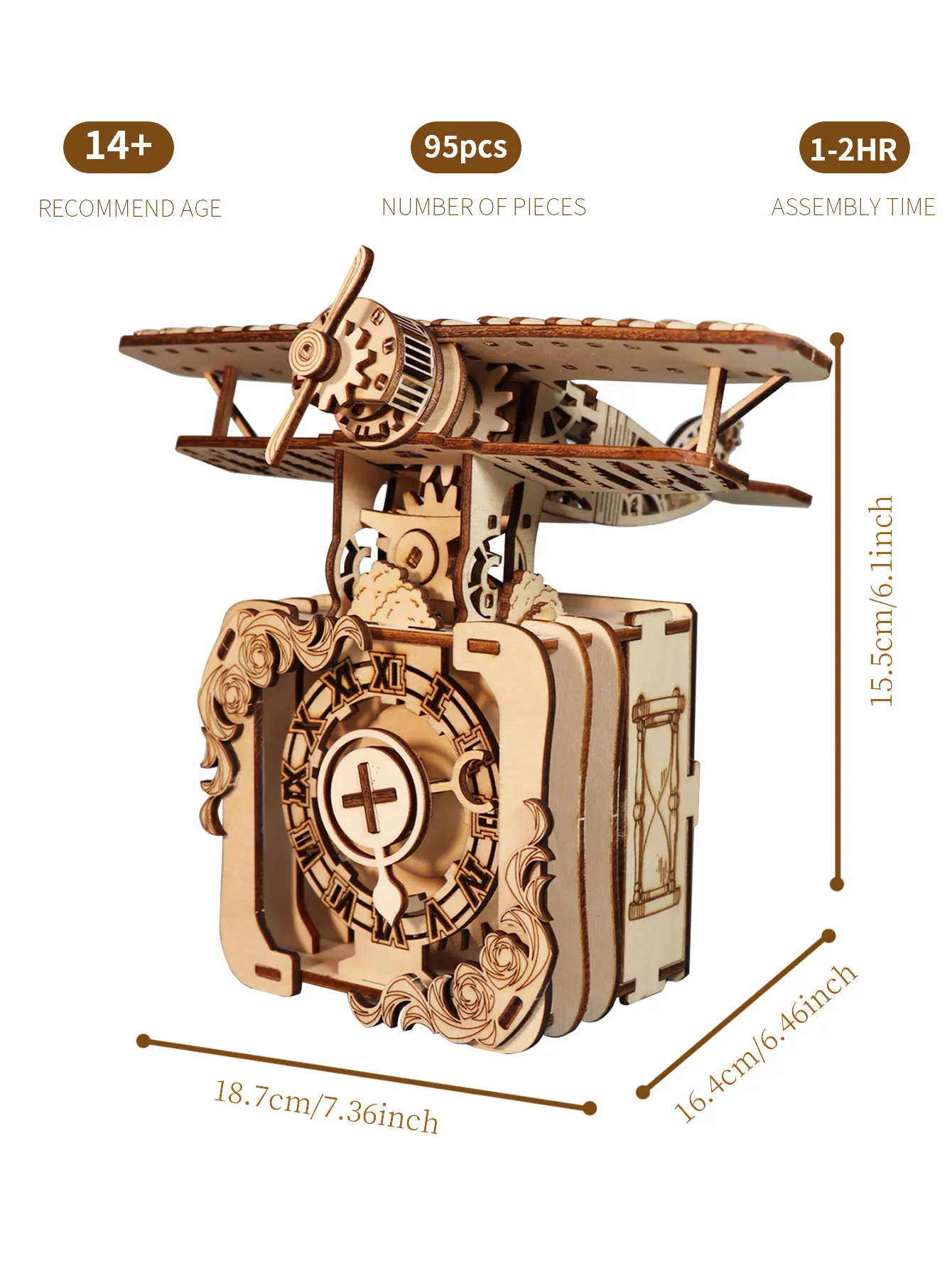 3D Houten Puzzel Vliegtuig Muziekdoos Punk Gear Industrieel Je bent mijn zonneschijn Modelkits voor volwassenen Verjaardag Kerstmis Unieke Gif