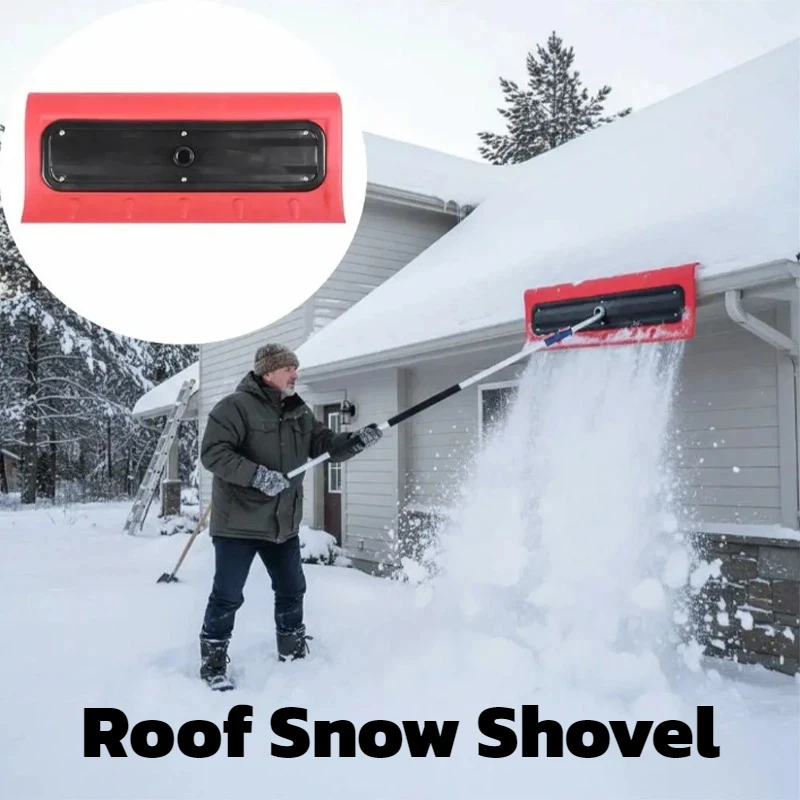 Roof Snow Removal Rake With Long Handle Large Area Snow Shovel Lightweight Plastic Brush For Roofs Windshields Winter Snow Tool
