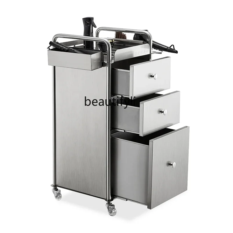 Barber Shop Tool Cabinet Stainless Steel for Hair Salon Trolley Multi-Functional Storage Rack Hair Cutting Cabinet