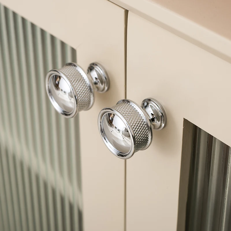 Simple Furniture Drawer Shoes Cabinet Knobs Bedroom Cabinet Door Brass Electroplating Silver Single Hole Round Small Handle
