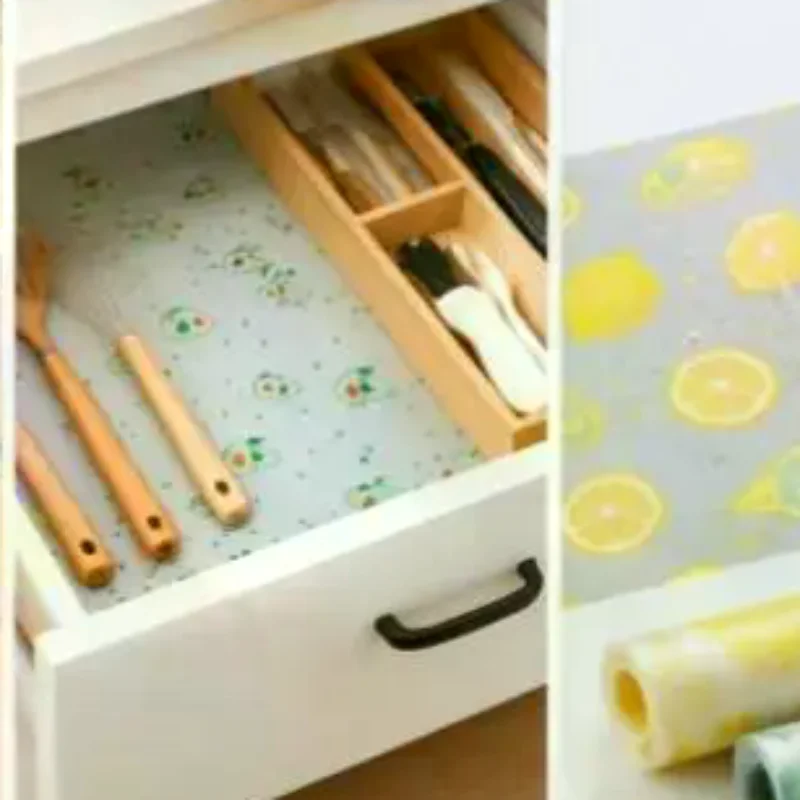 1 Roll Shelf Liner For Kitchen Cabinets EVA Waterproof Fridge Pad Cupboard Mat Easy Placemats Non-Adhesive Drawer Liner