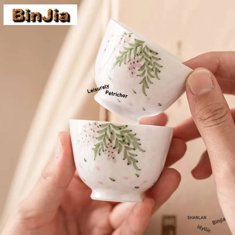 

2 шт./компл., ручная работа, чайная чашка с цветком глицинии, одна чашка для мастера красоты, красивая пара, кунг-фу, чайный набор, аксессуары для питья