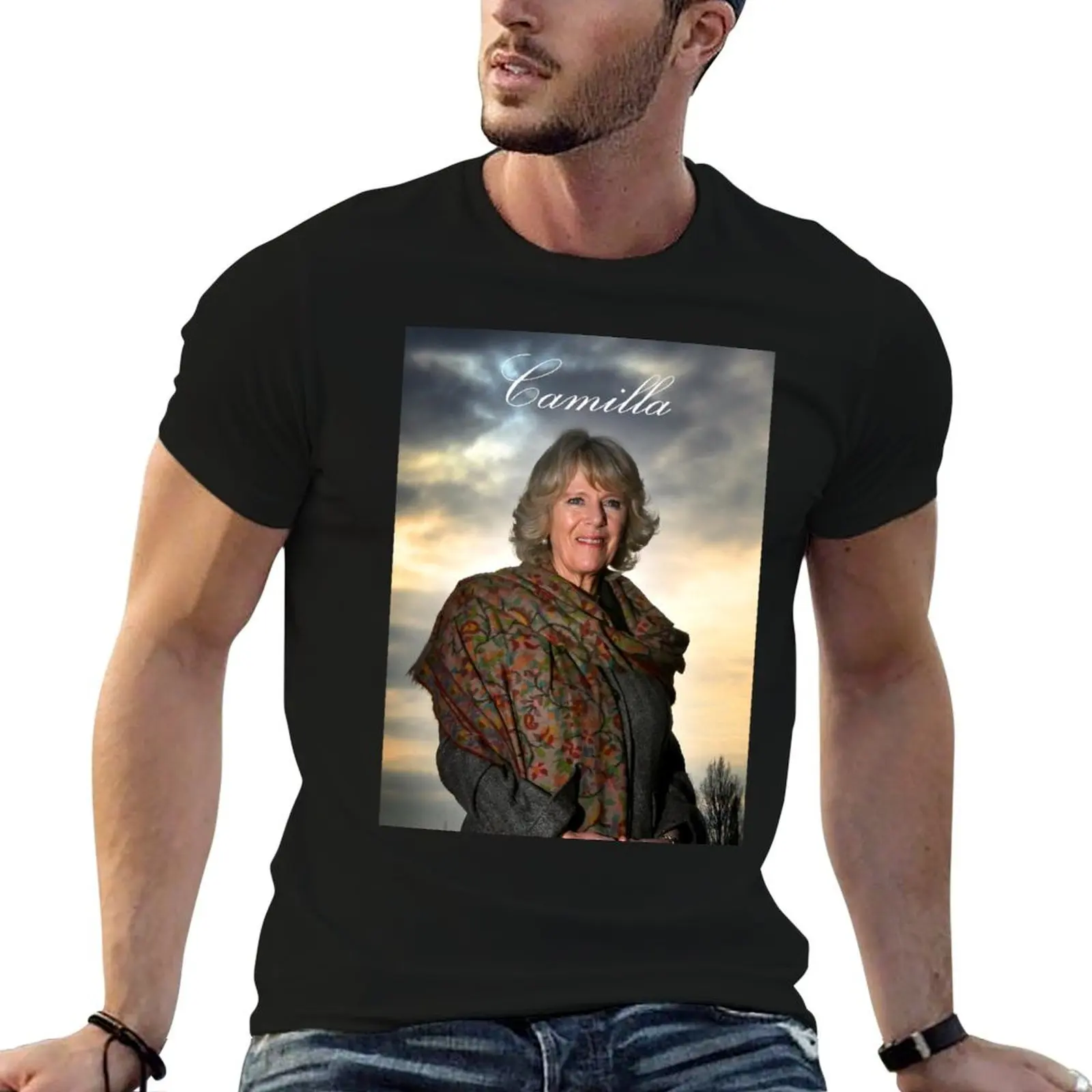 Stunning! HRH Camilla, Duchess of Cornwall T-Shirt anime stuff vintage graphic tee fruit of the loom mens t shirts