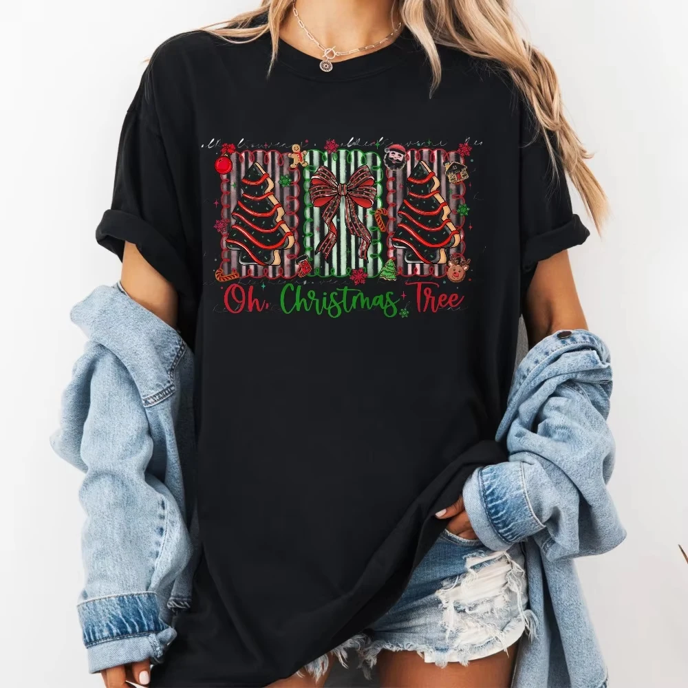 2026 New Cool Oh Christmas Tree Graphic Shirt Coquette Christmas Tree Cake  Tshirt Preppy Christmas Tee Sweet