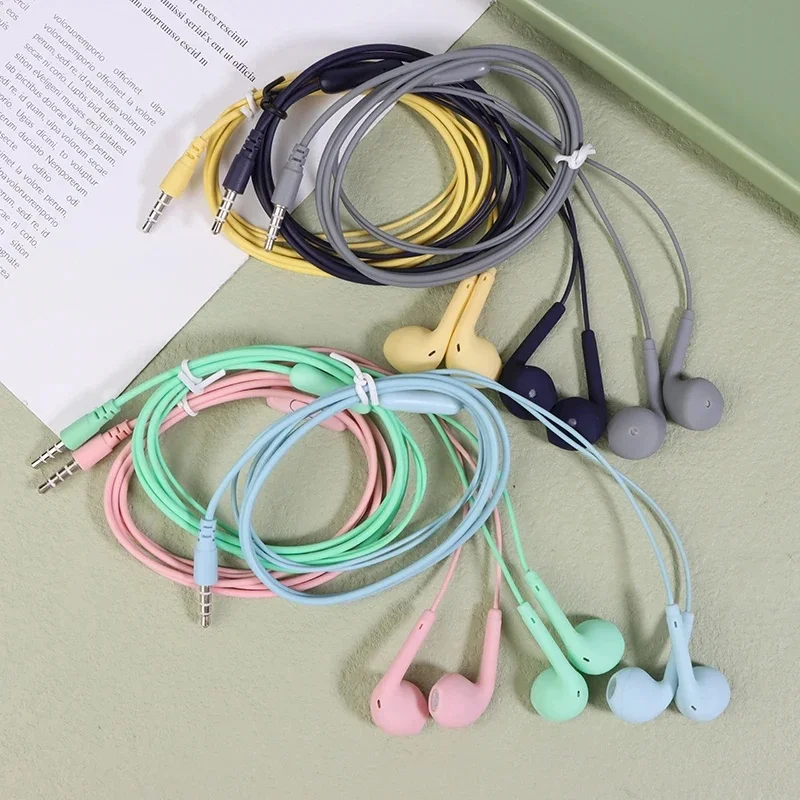 1/2Pcs Universal 3.5mm Stereo In-Ear Frosting Headphones Sport Music Earbud Wired Headset Earphones With Mic