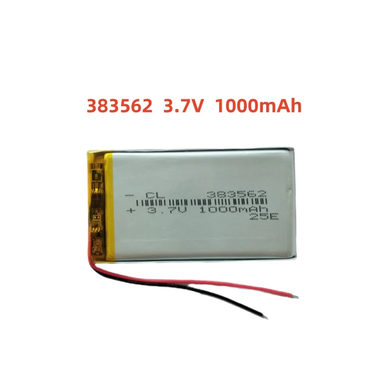 

3.7V 1000mAh Li-Polymer Replacement Li Lipo Battery 383562 JST 2Pin 1.0/1.25/1.5/2.0/2.54mm Connector For GPS Camera LED