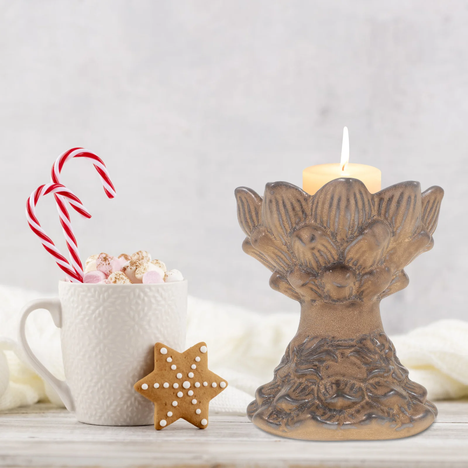 

Decorations Ceramic Candlestick Holder Lotus Tealight Candlesticks Holders Retro Yellow Table