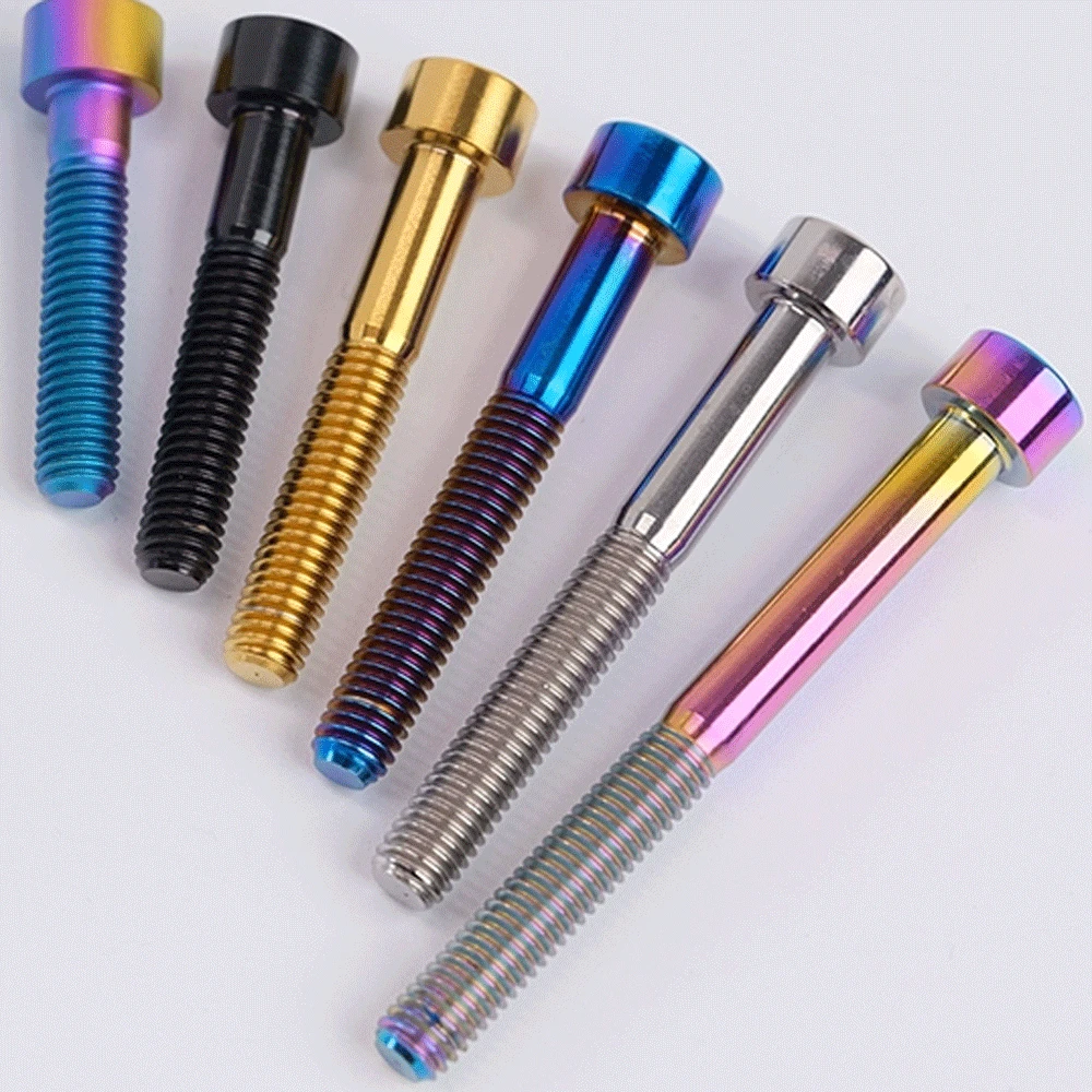 1 PC Various Color M5 x 25 30 35 40 45 50 mm GR5 Titanium Alloy 4mm Allen Socket Cap Head For Bike Erect DIY