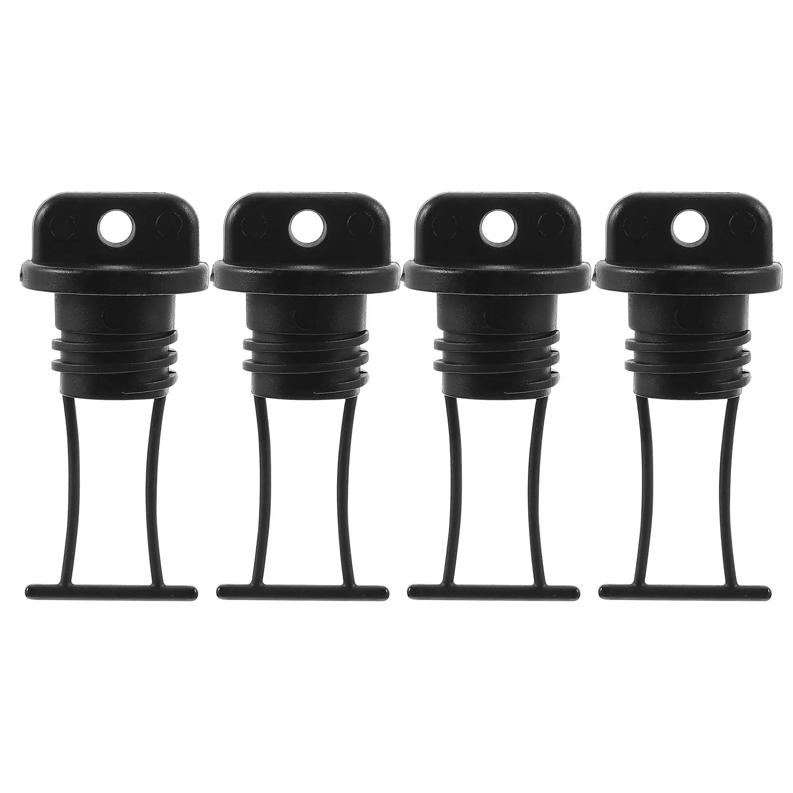 

4 Pcs Boat Drain Plugs Kit Hull Stopper Thread Bung Kayak Scupper Canoe Holes Black Replacement Durable Plastic Rubber Gasket