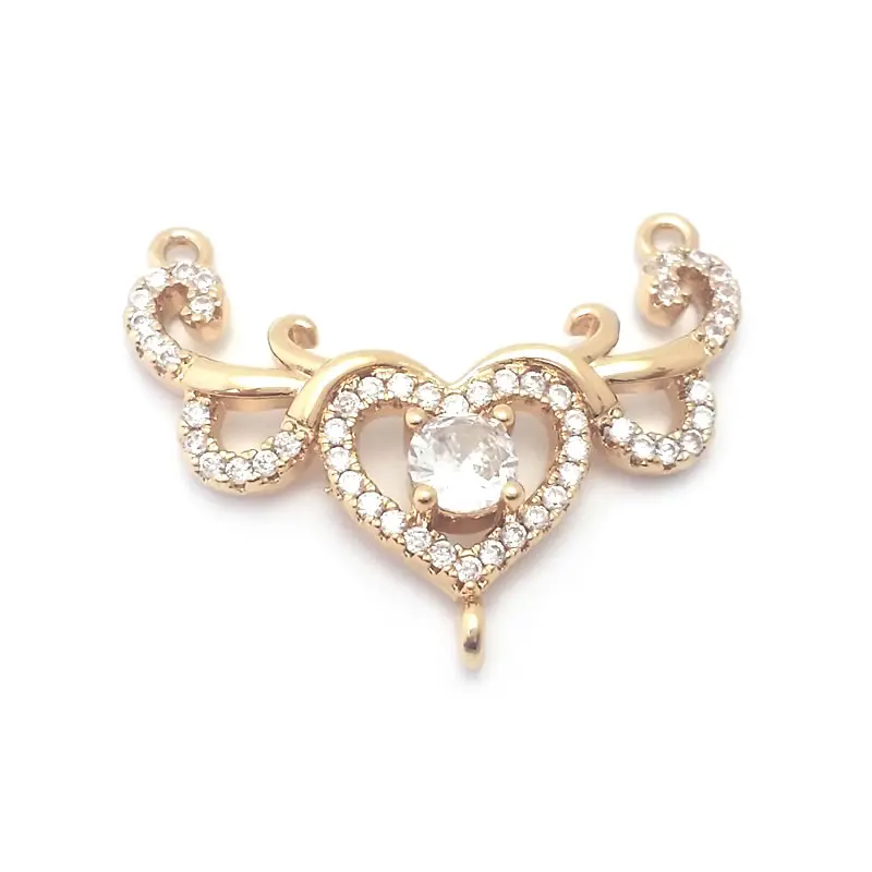 18K Gold Color Brass and Zircon Curve Connect Charms Pendants High Quality Diy Jewelry Making Necklace Earrings Accessories