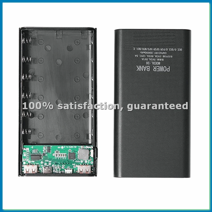 18650 Battery Power Bank Box 5V 2.1A LCD Display 20000MAh Power Board for 6X18650 Battery DIY Powerbank Case(Black)-ABVM