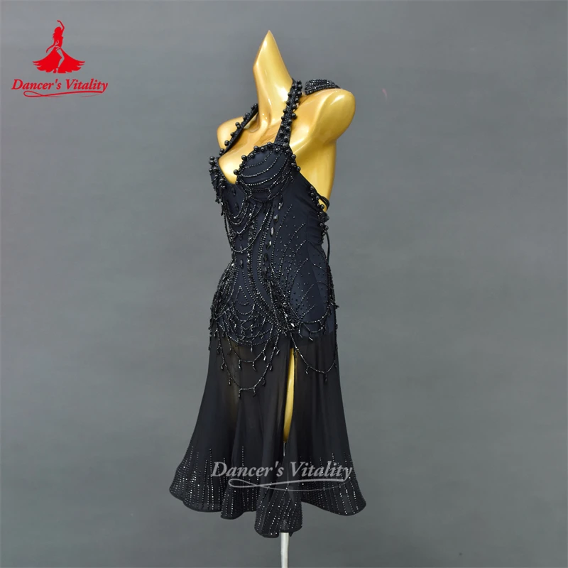 Latin Dance Competiton Dress for Women Customsized AB Stones Rumba Chacha Tango Performance Skirt Adult Child Latin Dresses
