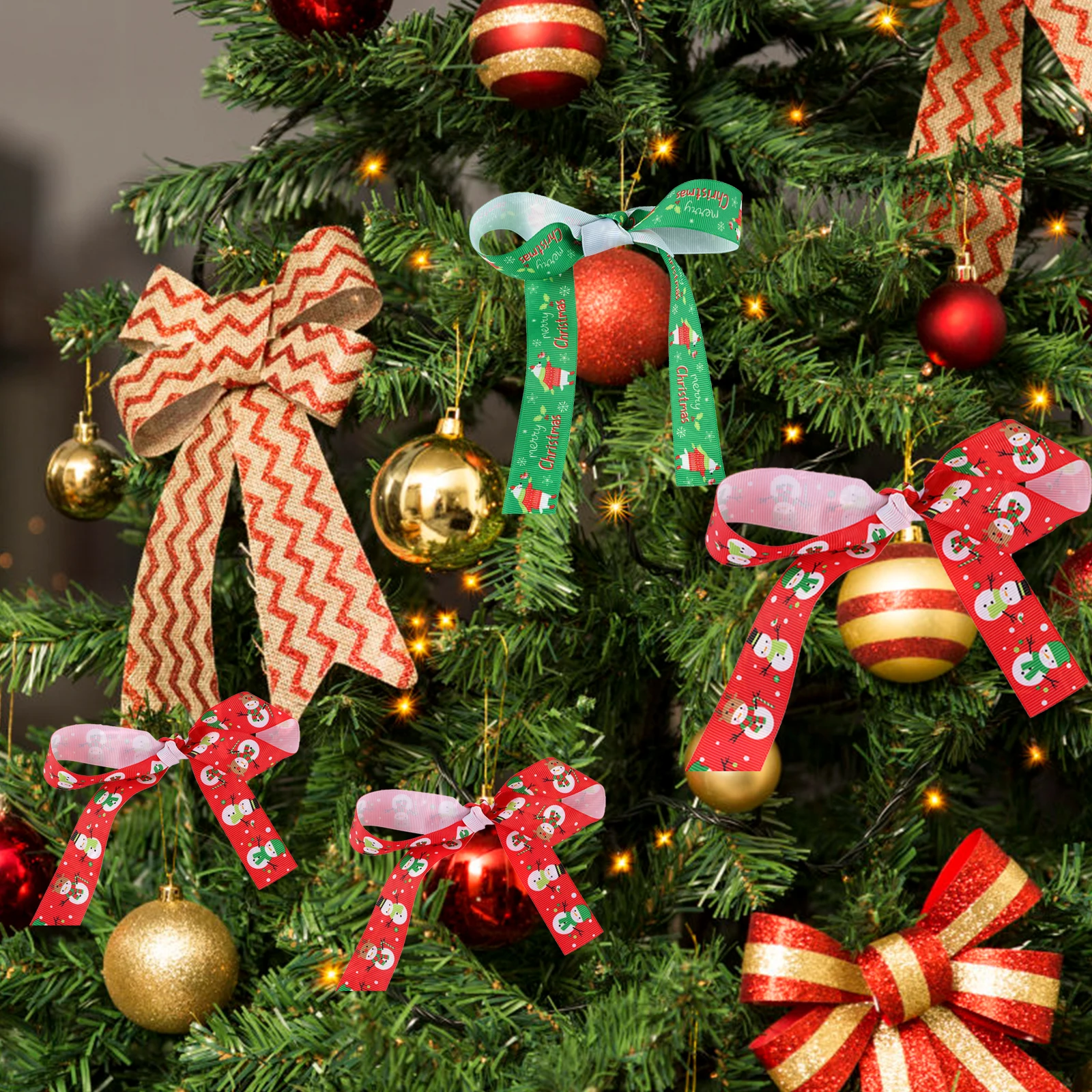

4pcs Christmas Ribbon Set Durable Reusable Festival Atmosphere Gift Wrapping Birthday Flowers Cakes Sewing Hairpins