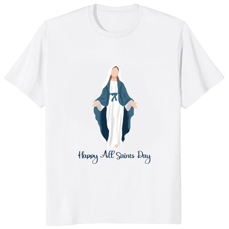 Happy All Saints' Day Merry Christmas Jesus T-shirt Santa Christmas Gift Casual Tees Halloween Day All Soul Day Men Clothing