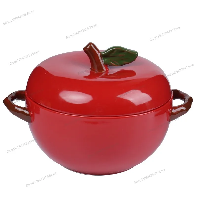 For large binaural bowl with lid household soup underglaze color tableware high value apple noodle soup