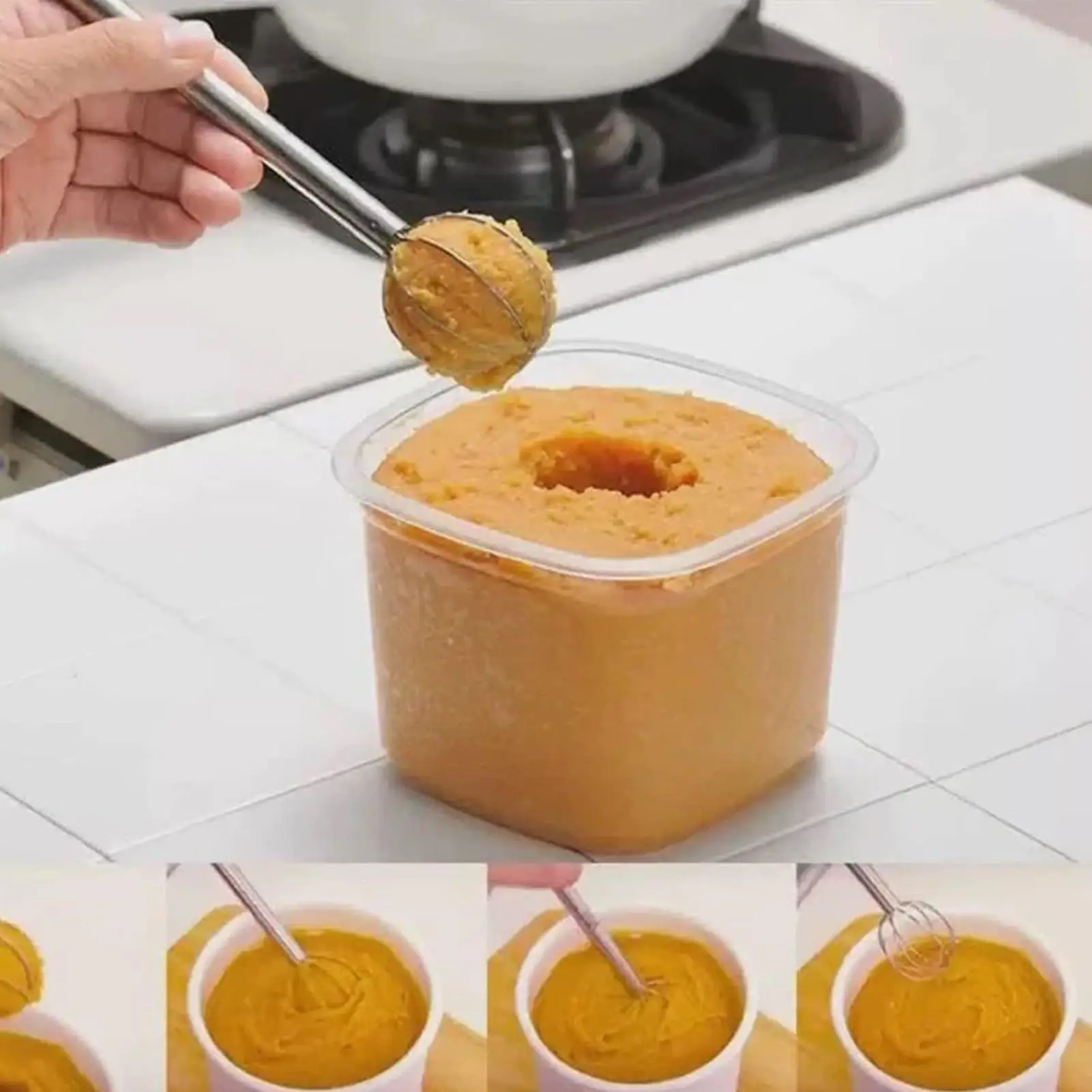 Stainless Steel Miso Muddler Stirrer Manual Cream Whipper Double-Headed Kitchen Cooking Tool for Egg Batters Sauce Soup Stirring