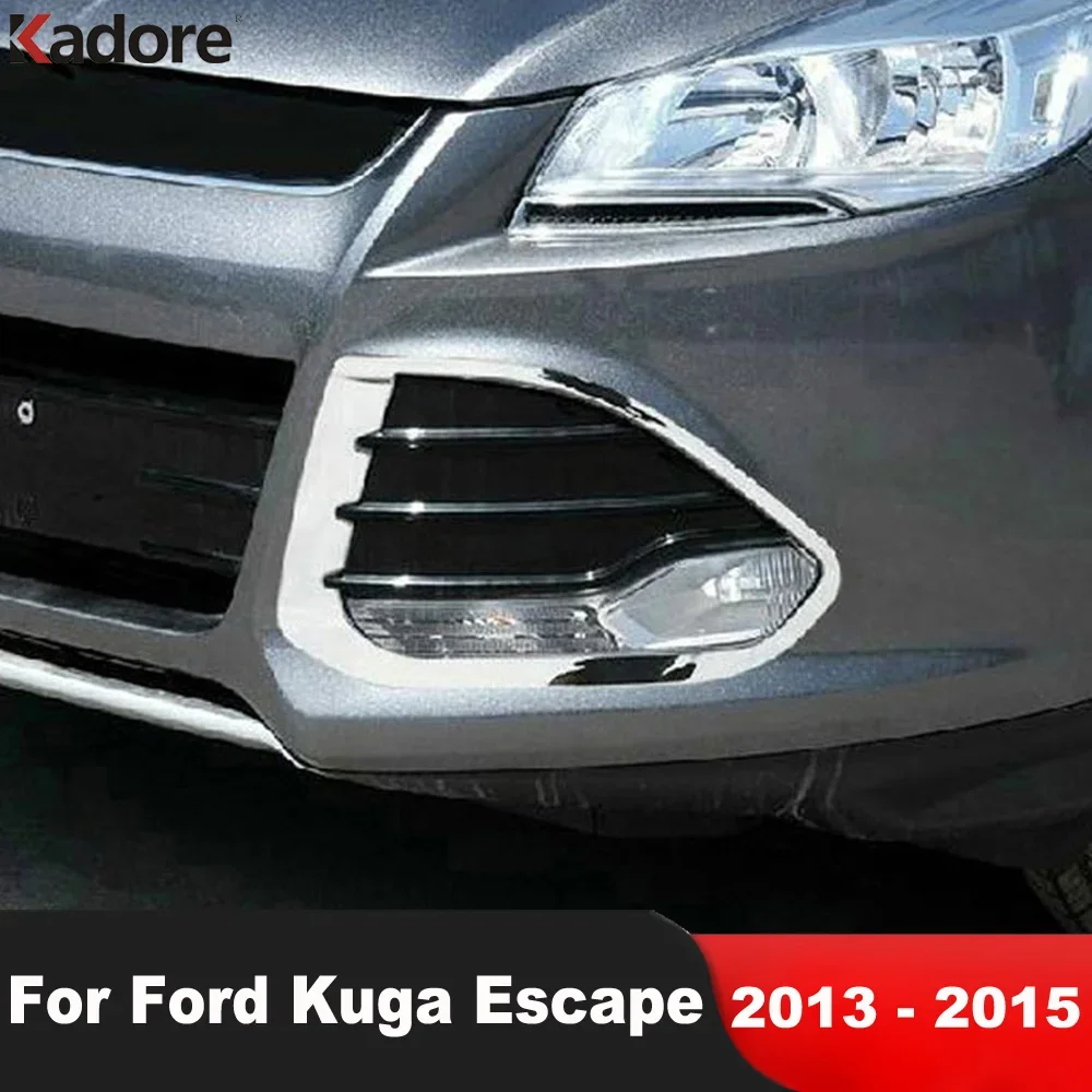 Front Fog Light Lamp Cover Trim For Ford Kuga Escape 2013 2014 2015 Chrome Head Foglights Foglamp Bezel Trims Car Accessories