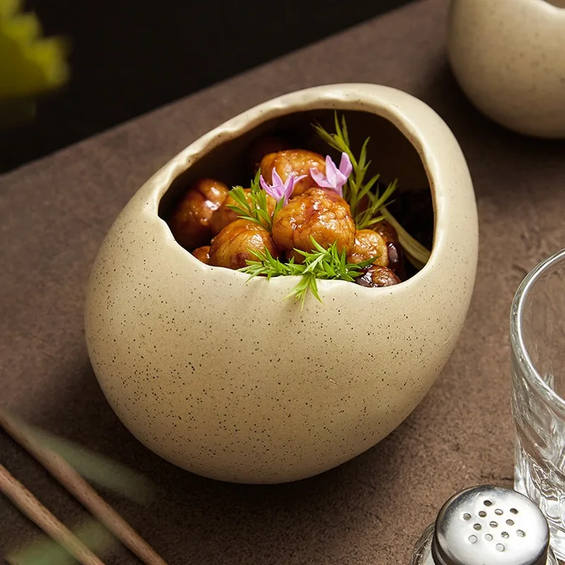 

Eggshell Ceramic Bowl Creative Specialty Restaurant Art Cuisine Tableware Molecular Cuisine Dessert Steamed Egg BowlsTableware