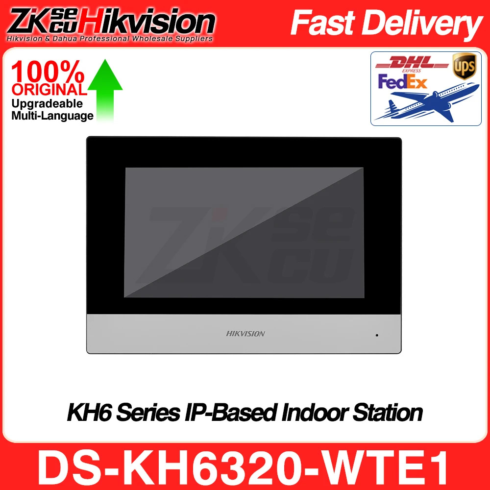 Hikvision Original DS-KH6320-WTE1 IP-Based Video Intercom Indoor Station 7-Inch Touch Screen Standard POE WIFI Wireless Monitor